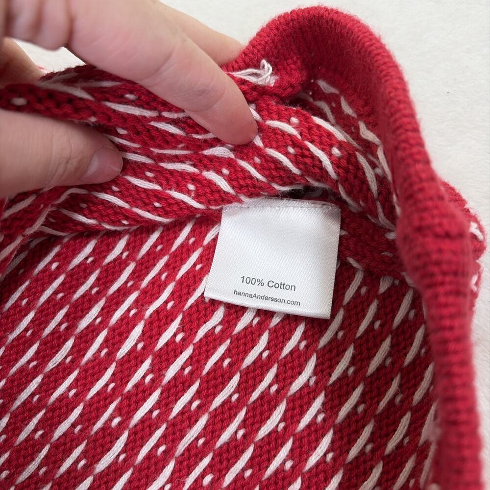 Hanna Andersson Girls Sweater Dress Red White Nordic Fair Isle Knitted sz 150/12 - Picture 2 of 9